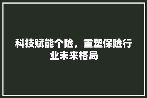 科技赋能个险，重塑保险行业未来格局