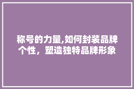 称号的力量,如何封装品牌个性，塑造独特品牌形象