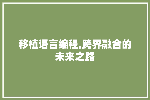 移植语言编程,跨界融合的未来之路 电脑故障维修
