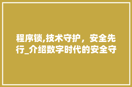 程序锁,技术守护，安全先行_介绍数字时代的安全守门人 操作系统
