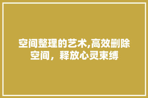 空间整理的艺术,高效删除空间，释放心灵束缚