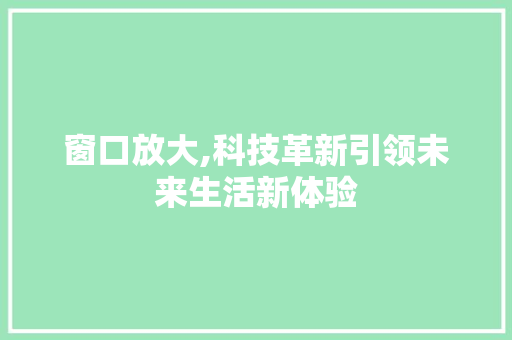 窗口放大,科技革新引领未来生活新体验