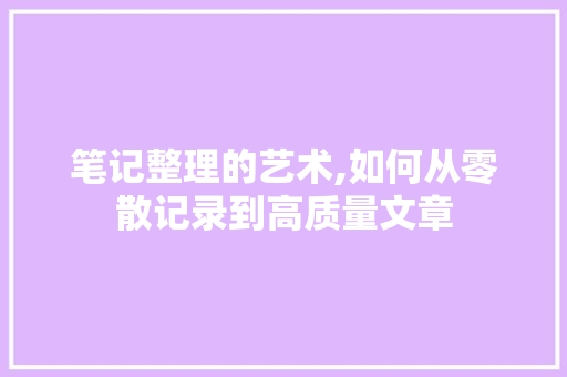 笔记整理的艺术,如何从零散记录到高质量文章 电脑基础