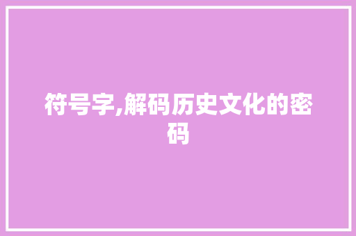 符号字,解码历史文化的密码