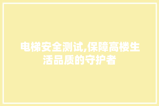 电梯安全测试,保障高楼生活品质的守护者 网络技术