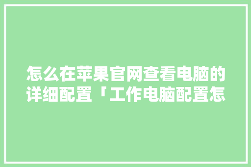 怎么在苹果官网查看电脑的详细配置「工作电脑配置怎么看型号」 怎么在苹果官网查看电脑的详细配置「工作电脑配置怎么看型号」 操作系统