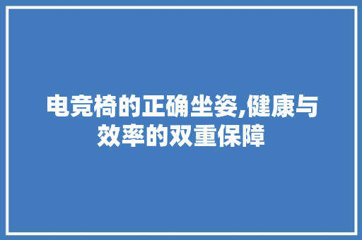 电竞椅的正确坐姿,健康与效率的双重保障