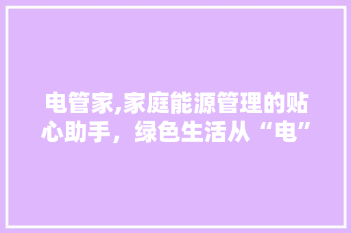 电管家,家庭能源管理的贴心助手，绿色生活从“电”开始