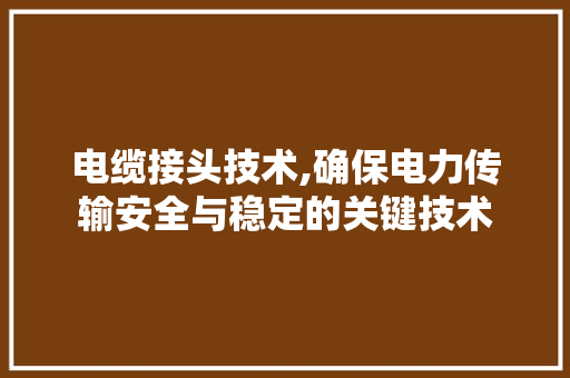 电缆接头技术,确保电力传输安全与稳定的关键技术