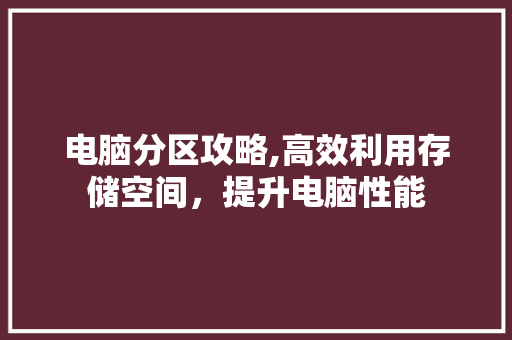 电脑分区攻略,高效利用存储空间，提升电脑性能