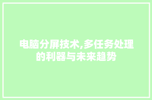 电脑分屏技术,多任务处理的利器与未来趋势