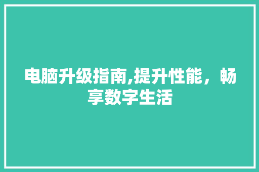 电脑升级指南,提升性能，畅享数字生活