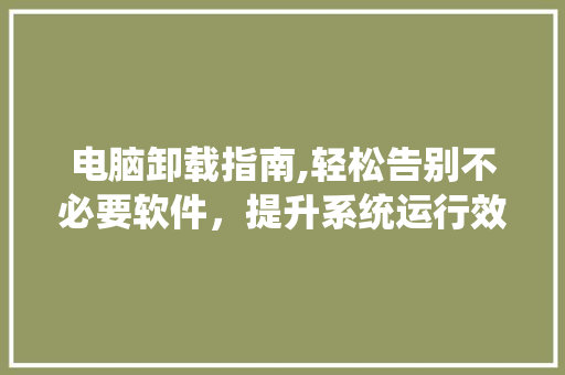 电脑卸载指南,轻松告别不必要软件，提升系统运行效率