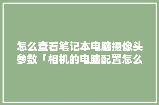 怎么查看笔记本电脑摄像头参数「相机的电脑配置怎么看的」 怎么查看笔记本电脑摄像头参数「相机的电脑配置怎么看的」 电脑配置