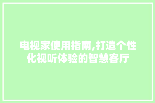 电视家使用指南,打造个性化视听体验的智慧客厅