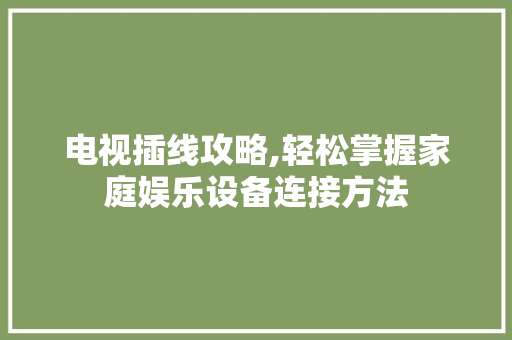 电视插线攻略,轻松掌握家庭娱乐设备连接方法