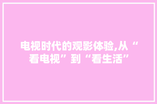 电视时代的观影体验,从“看电视”到“看生活”