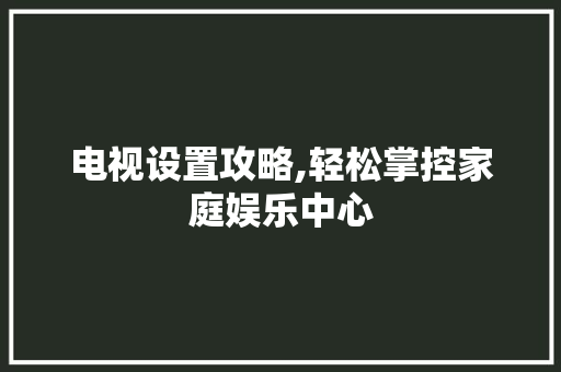 电视设置攻略,轻松掌控家庭娱乐中心