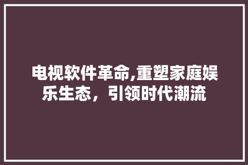 电视软件革命,重塑家庭娱乐生态，引领时代潮流