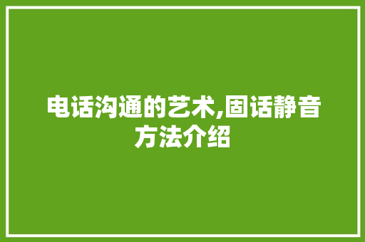 电话沟通的艺术,固话静音方法介绍