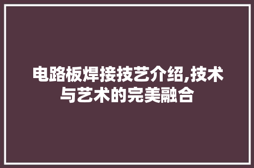 电路板焊接技艺介绍,技术与艺术的完美融合