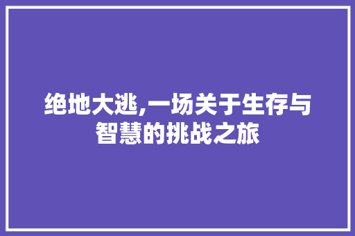 绝地大逃,一场关于生存与智慧的挑战之旅 绝地大逃,一场关于生存与智慧的挑战之旅