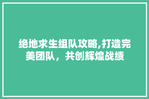 绝地求生组队攻略,打造完美团队,共创辉煌战绩 绝地求生组队攻略,打造完美团队,共创辉煌战绩