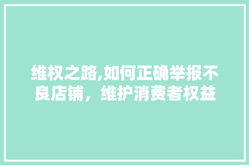 维权之路,如何正确举报不良店铺，维护消费者权益