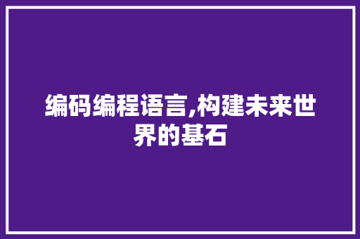 编码编程语言,构建未来世界的基石