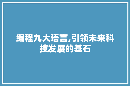 编程九大语言,引领未来科技发展的基石