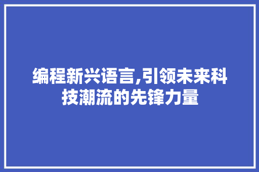 编程新兴语言,引领未来科技潮流的先锋力量
