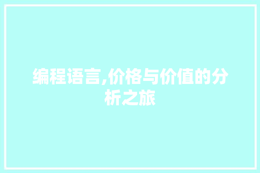 编程语言,价格与价值的分析之旅