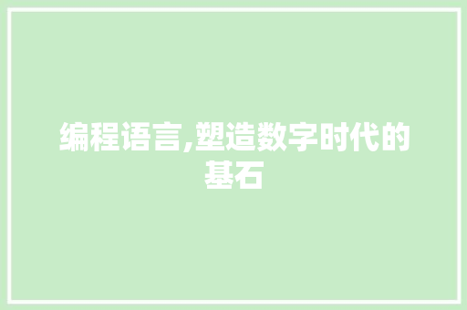 编程语言,塑造数字时代的基石
