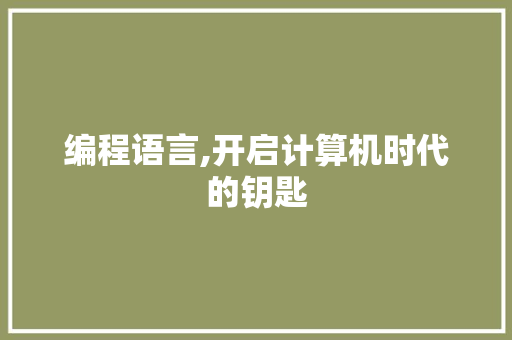编程语言,开启计算机时代的钥匙 编程语言,开启计算机时代的钥匙