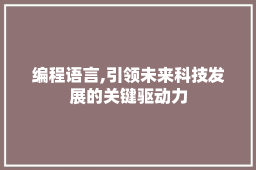 编程语言,引领未来科技发展的关键驱动力 编程语言,引领未来科技发展的关键驱动力