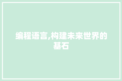 编程语言,构建未来世界的基石