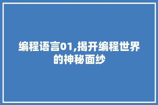 编程语言01,揭开编程世界的神秘面纱