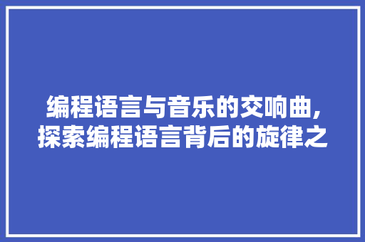 编程语言与音乐的交响曲,探索编程语言背后的旋律之美