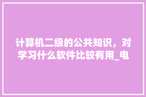 计算机二级的公共知识，对学习什么软件比较有用_电脑基础知识软件下载