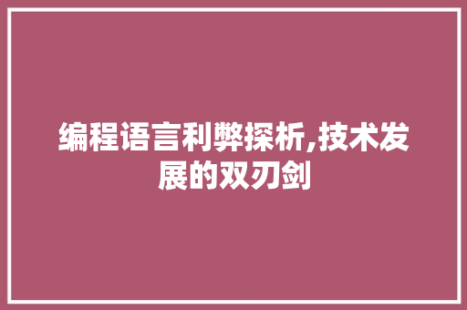 编程语言利弊探析,技术发展的双刃剑