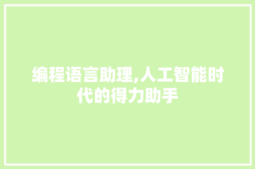 编程语言助理,人工智能时代的得力助手