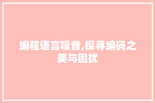 编程语言噪音,探寻编码之美与困扰