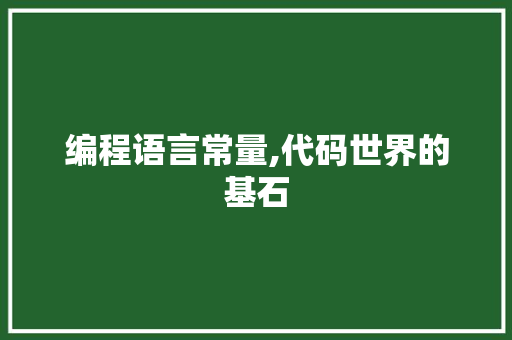 编程语言常量,代码世界的基石