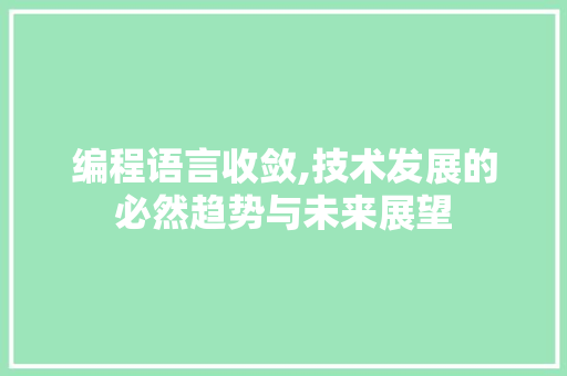 编程语言收敛,技术发展的必然趋势与未来展望 电脑基础