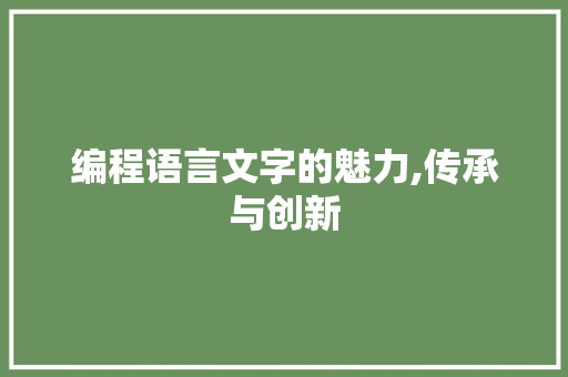 编程语言文字的魅力,传承与创新