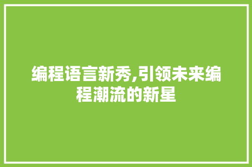 编程语言新秀,引领未来编程潮流的新星