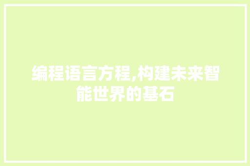 编程语言方程,构建未来智能世界的基石