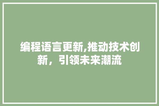 编程语言更新,推动技术创新，引领未来潮流