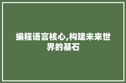 编程语言核心,构建未来世界的基石