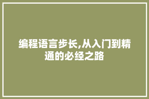 编程语言步长,从入门到精通的必经之路